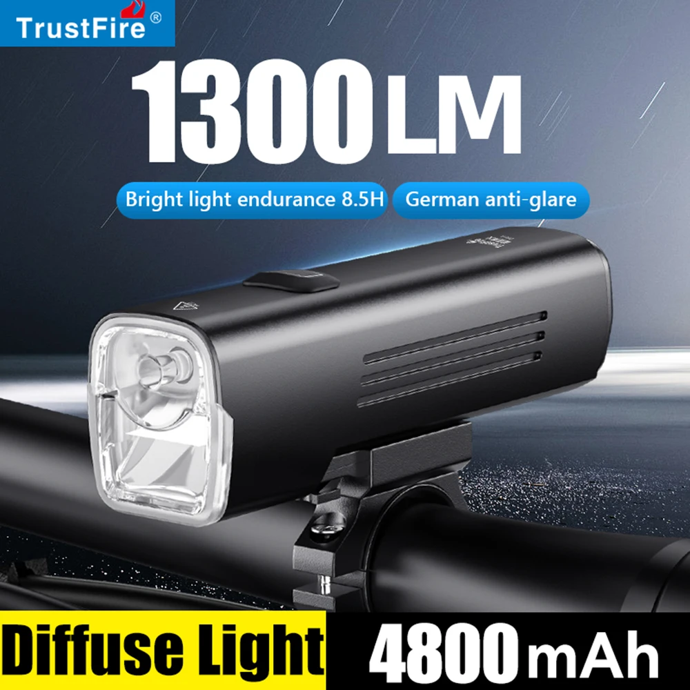 TrustFire DH6-A Led Bicycle Light Aluminum Front Lamp Type-C Rechargeable MTB Road Cycling Flashlight Bike Accessories 1300LM