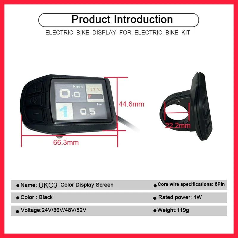 E-bike Electric Scooter UKC3 LCD Display Computer Battery Speed Display 26A Three Mode Controller Waterproof Plug / 1T5 Cable