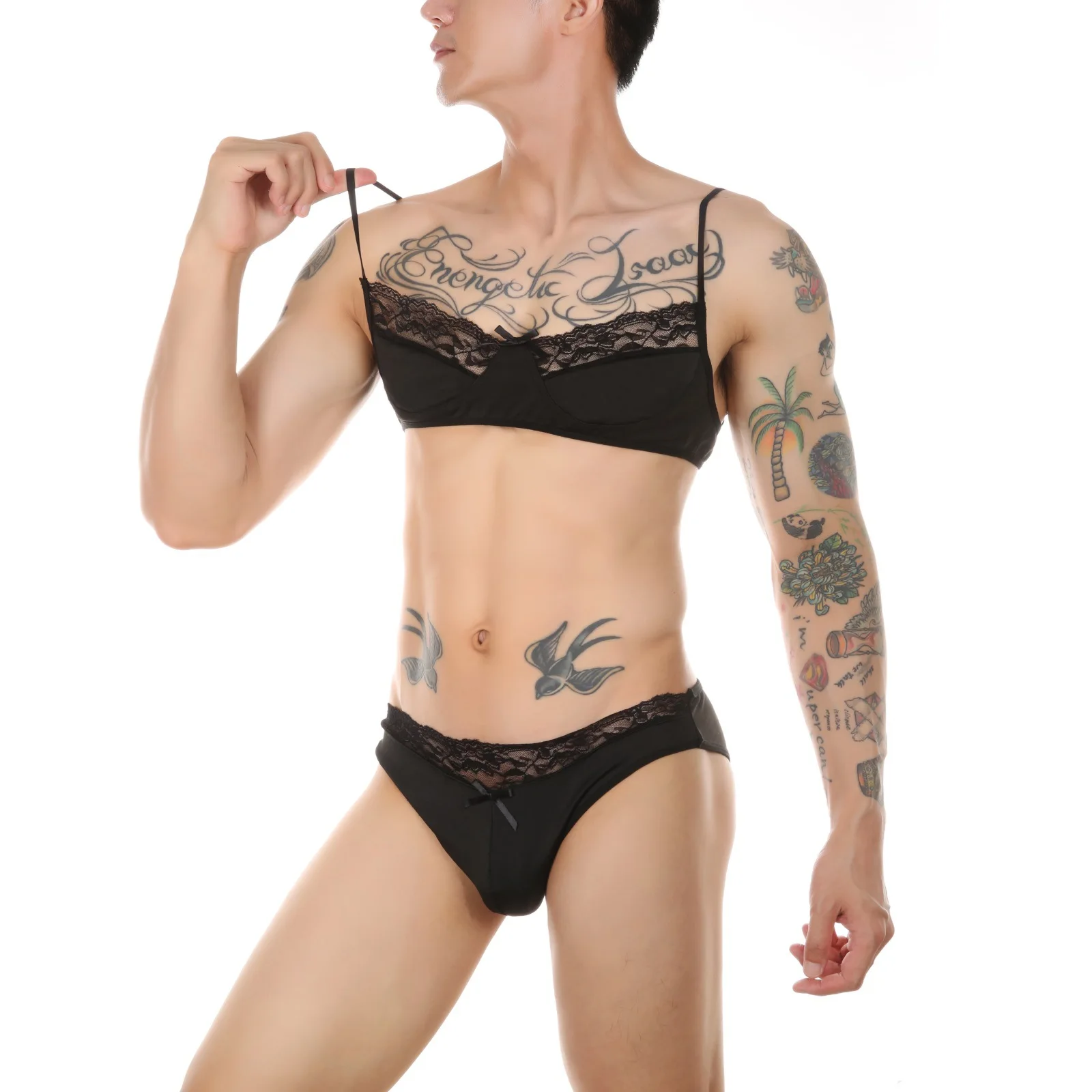 

【GWH_48】Men's Underwear Lace Lingerie Set Bow Bra and Sexy Underpants