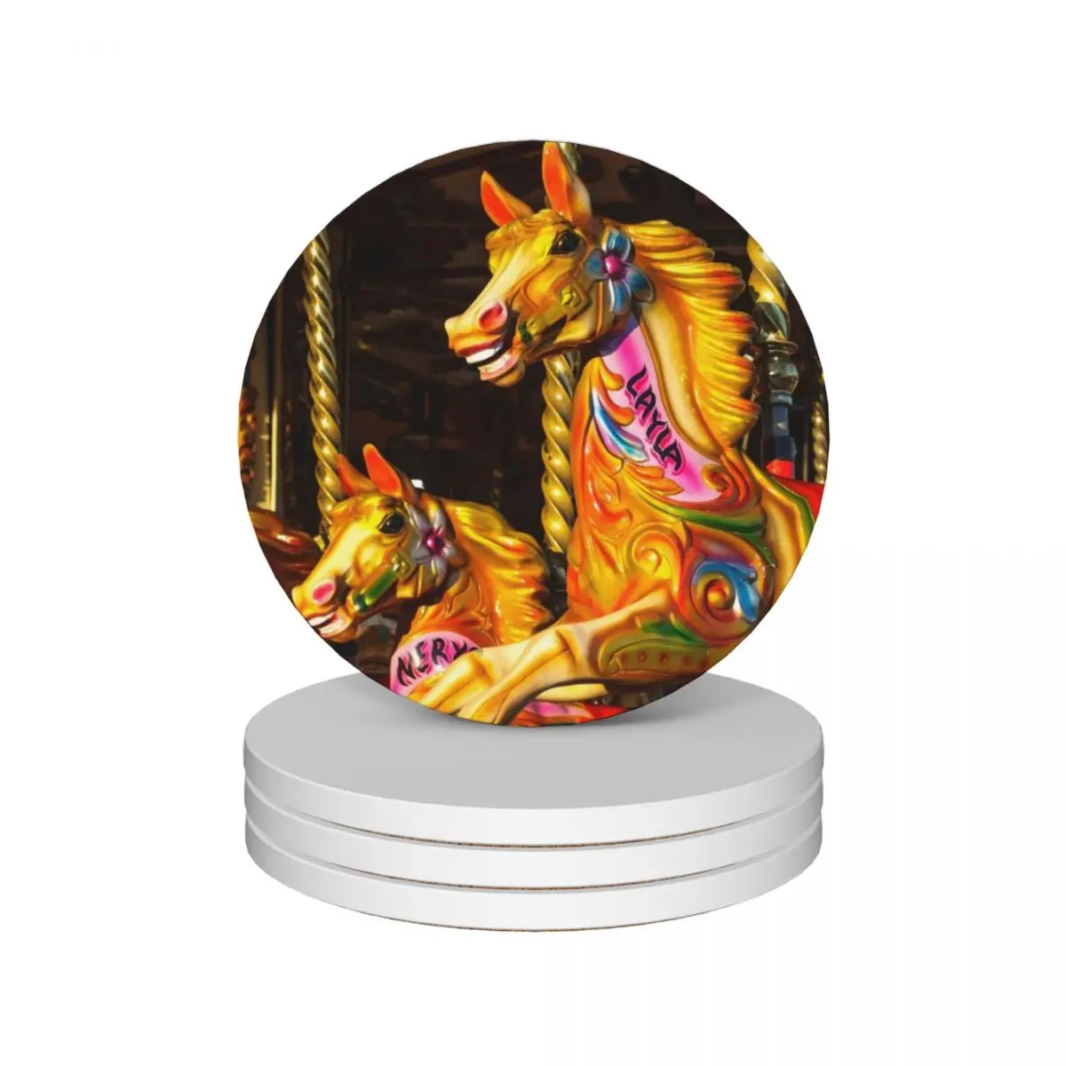 

Carousel Fun Ceramic Coasters (Set of 4) for coffee cups christmas Coasters