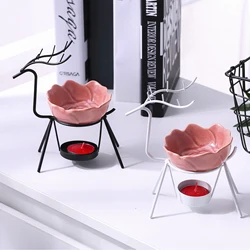 Metal Essential Oil Burner Diffuser Candle Hold Deer Shape Oil Warmer Censer Furnace Home Decor for Spa Yoga Room Meditation