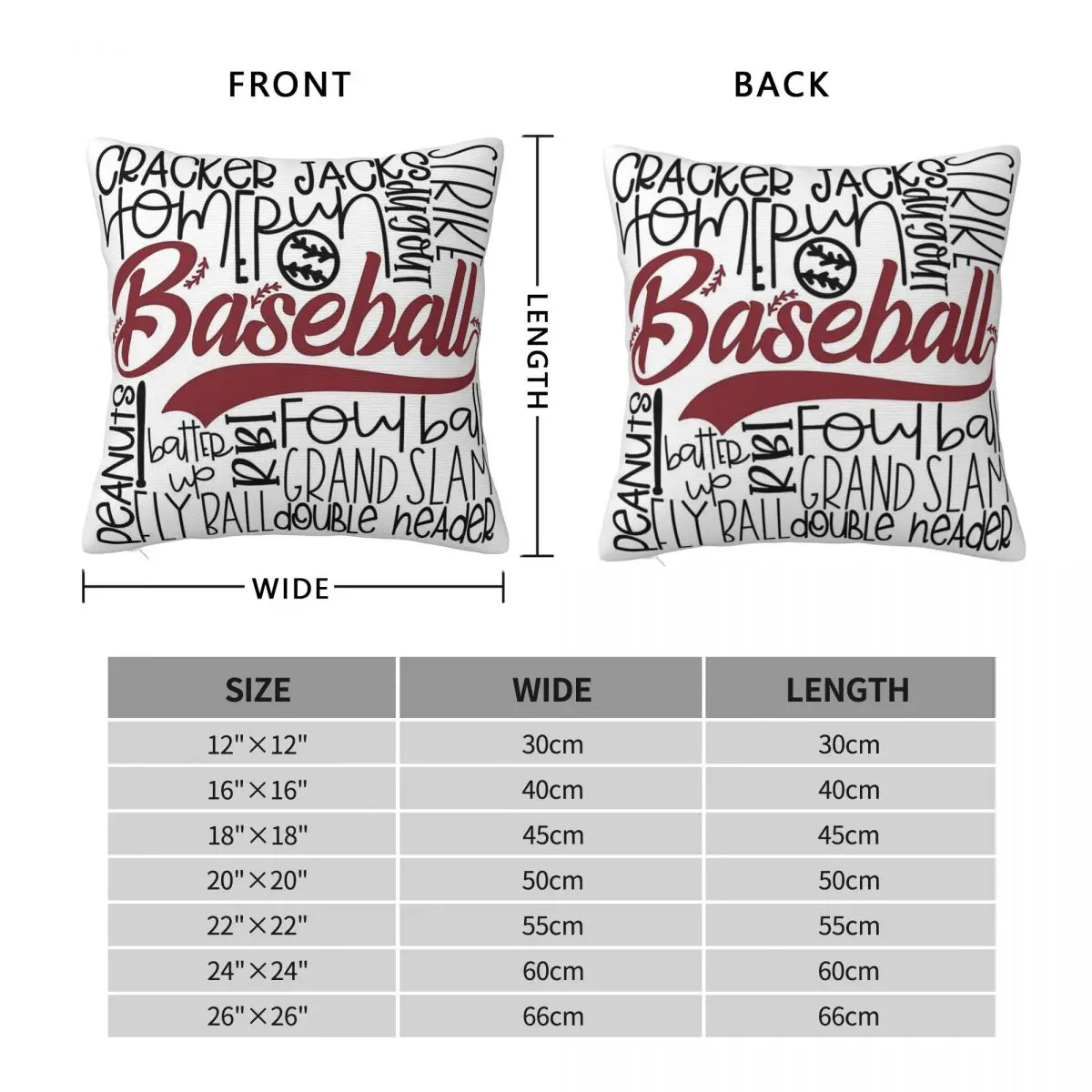 Baseball Sport Square Pillowcase Polyester Linen Velvet Pattern Zip Decor Throw Pillow Case Sofa Seater Cushion Cover