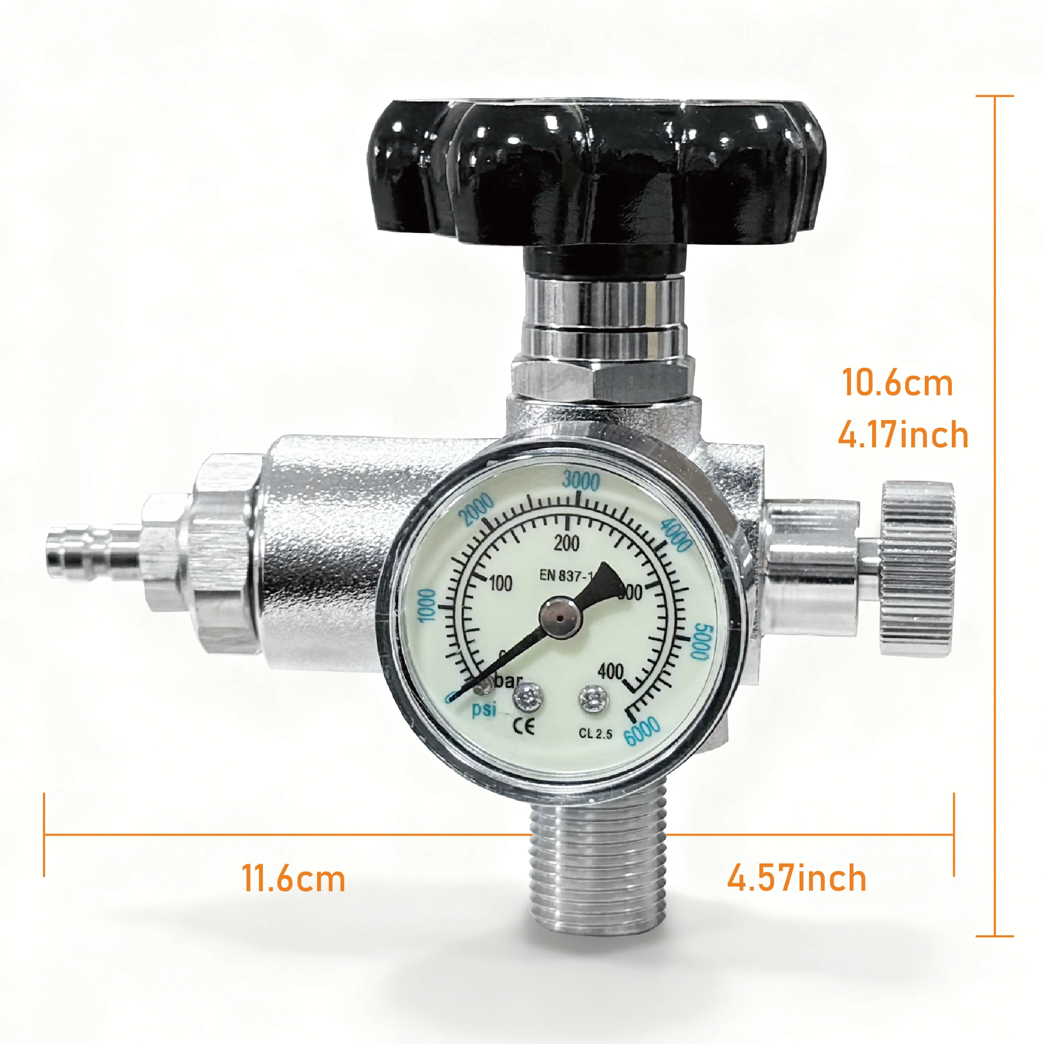 M18x1.5 DIN Type Scuba Tank Charging Valve Air Fill Station Refill Adapter with 400bar 6000psi Gauge 50cm High Pressure Hose
