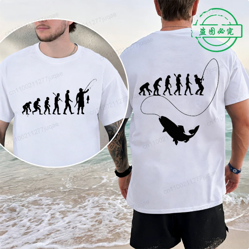 Personality T-Shirts Fisherman Fishing Evolution Men T-Shirt Fisherman Fish Evolution Fishing Cretive Unisex Tshirt Male Tees