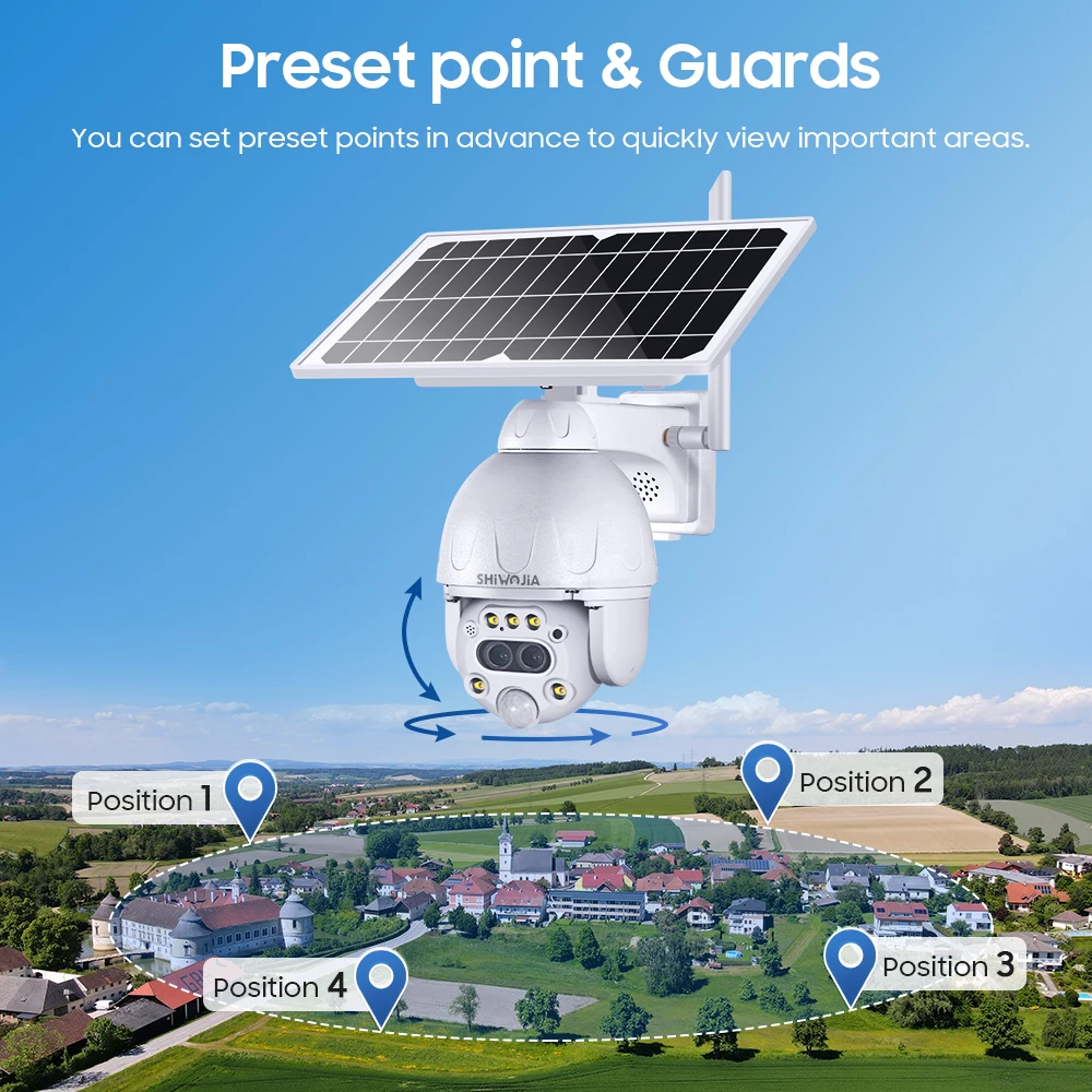 SHIWOJIA Outdoor Solar Kamera 4G SIM GSM Wireless Security Schwarz Abnehmbare Solar Cam Batterie CCTV Video Überwachung Telefon