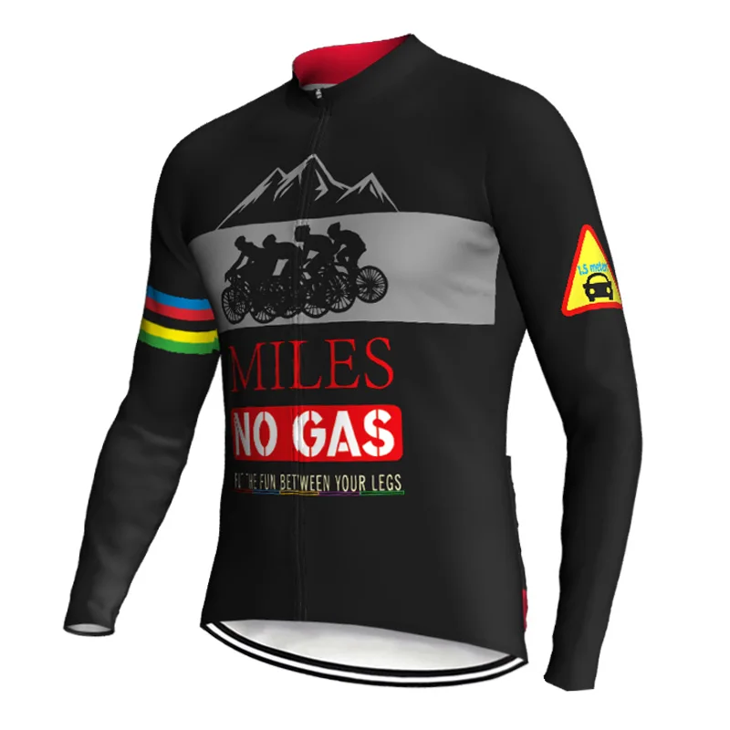 Pro Long Sleeve Road Cycling Jersey, Bike Shirt, Downhill Coat, Bicycle Wear, Miles No Gas Top Sweater, Bicycling Black Jacket