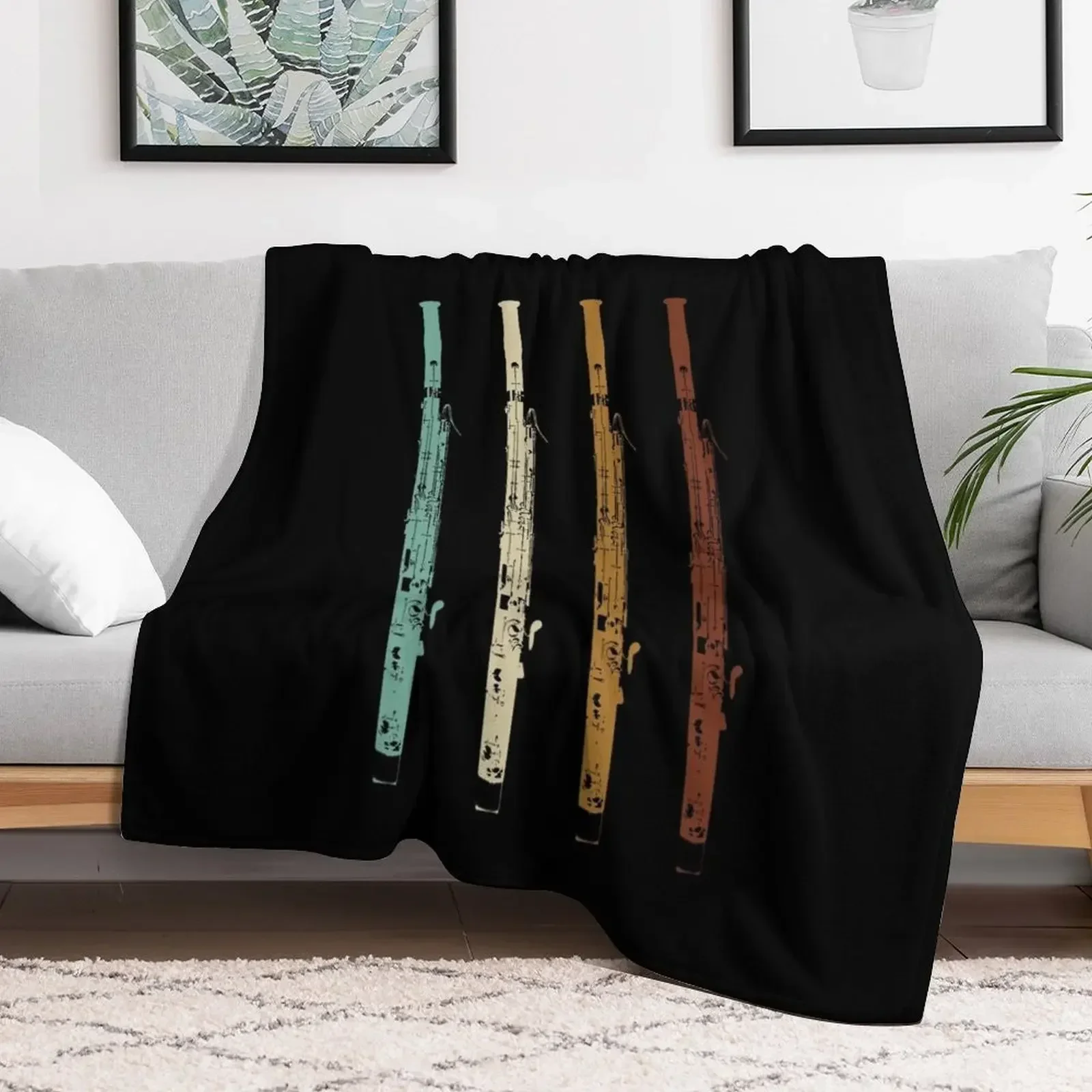 Retro Vintage Bassoon Gift Bassoonist Band Bassoon Player Throw Blanket Giant Sofa Luxury St Thins Bed linens Blankets