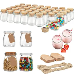 Frascos de vidrio vacíos con tapas de corcho, 1 piezas, 100/200ML, frascos para pudín, contenedores de vidrio con etiquetas y cuerdas para fiesta familiar, bricolaje, Yogurt miel