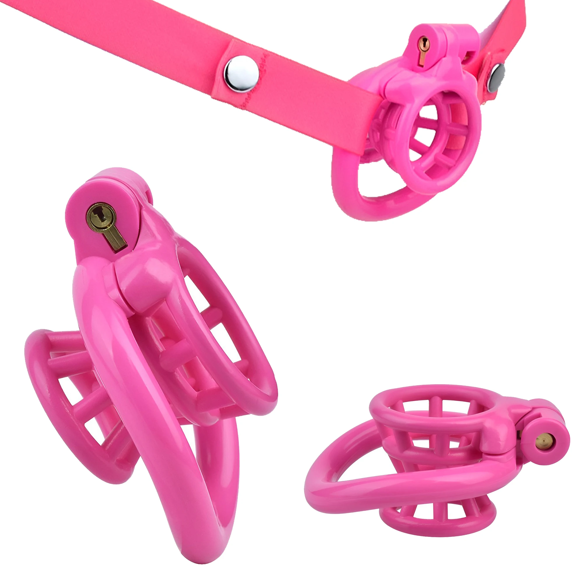 Nuova gabbia di castità negativa in ABS per uomo serratura leggera per gallo piccolo Sissy con dispositivo di blocco per anelli del pene di 4 dimensioni BDSM adulti Toys18 +