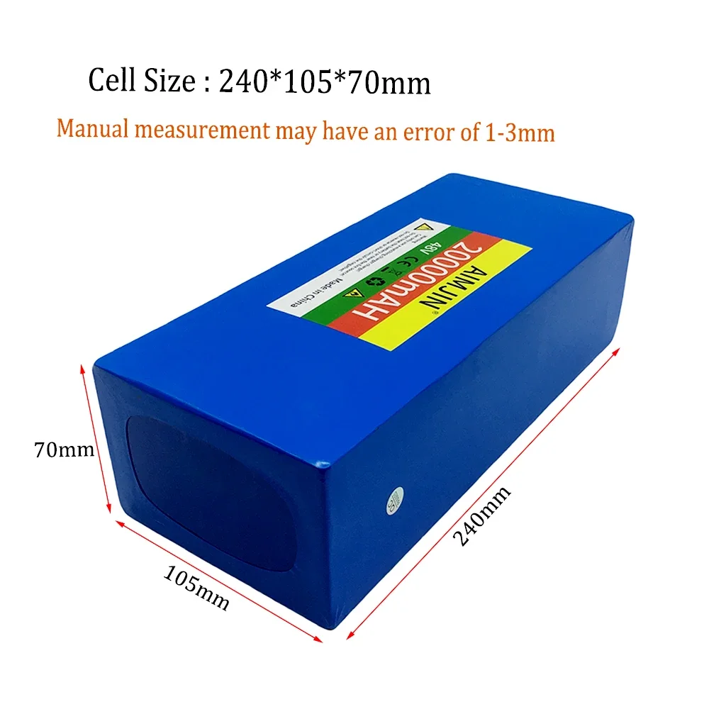 2026 NEW 13S5P 18650 48V 20AH Lithium Battery Pack 100Ah Suitable for electric scooters, mountain bikes 250-1000W+charger