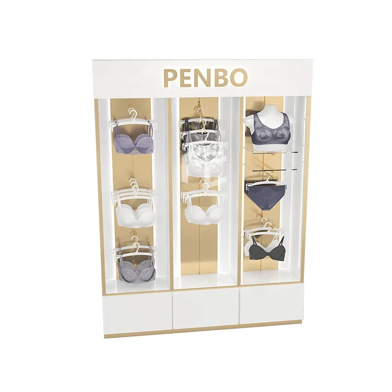 custom.Boutique Underwear Shop Fittings Custom Tall Clothing Showcase Shelves Lingerie Bra Underwear Wall Display Stand Rack