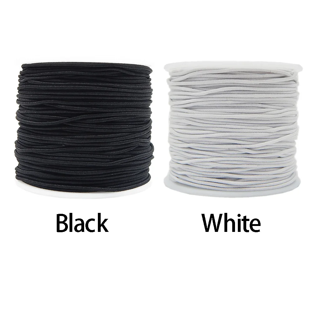 1.5mm/1.2mm/1mm/0.8mm Round Cylindrical Elastic Cord Round Cylindrical Core-spun Sewing Accessories Hats/Beading Craft Supplies