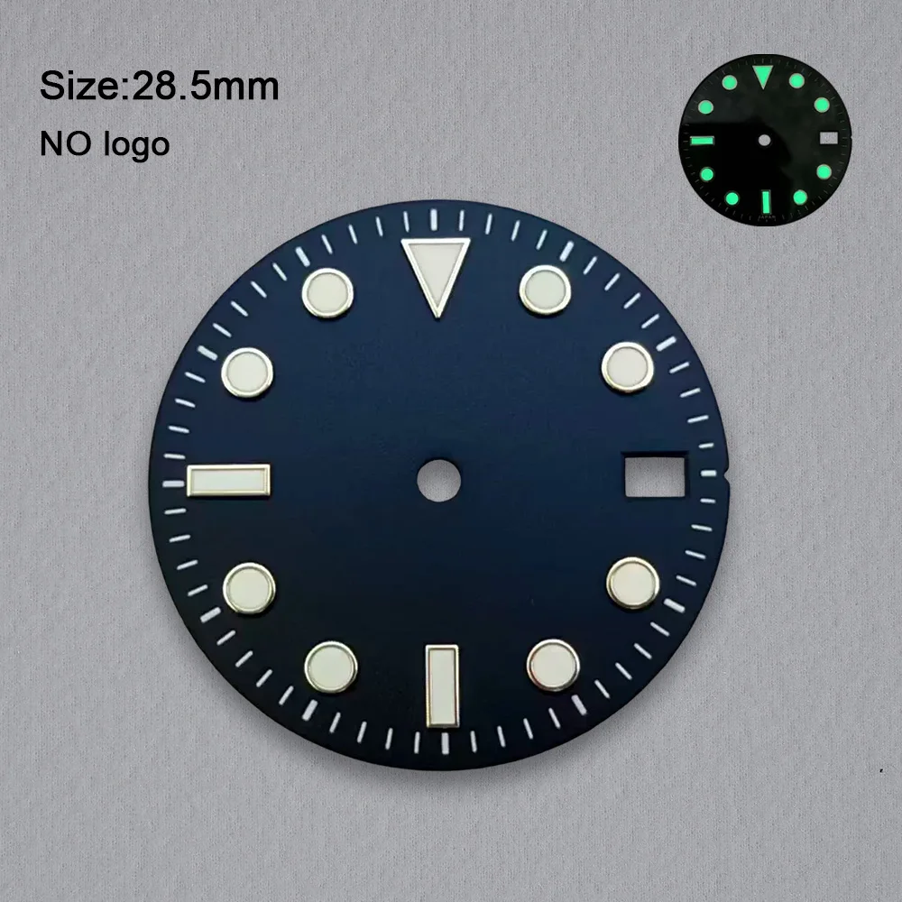 28.5mm No Logo Blank Dial For NH35 Movement Custom Logo Green Luminous Custom Logo Watch Dials Hands Accessories Repair Tools
