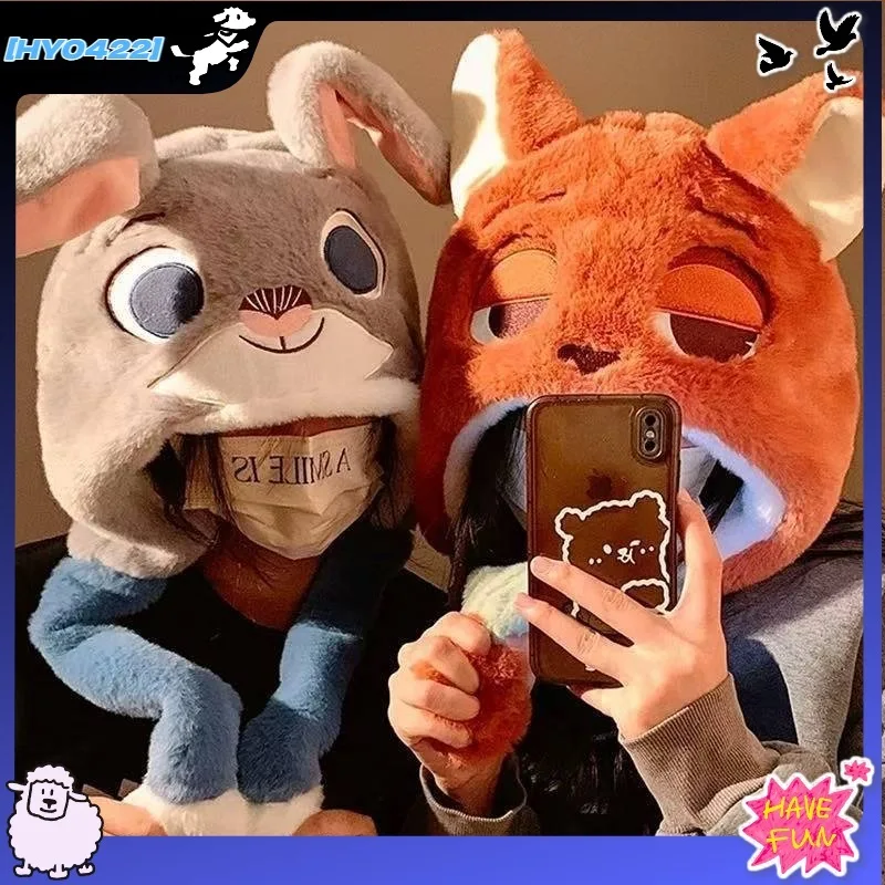 

Fur Plush Animal Ear Moving Cap Judy Cartoon Warm Autumn Winter Couples Hat Zootopia Stuffed Animal Ear Hat For All Seasons