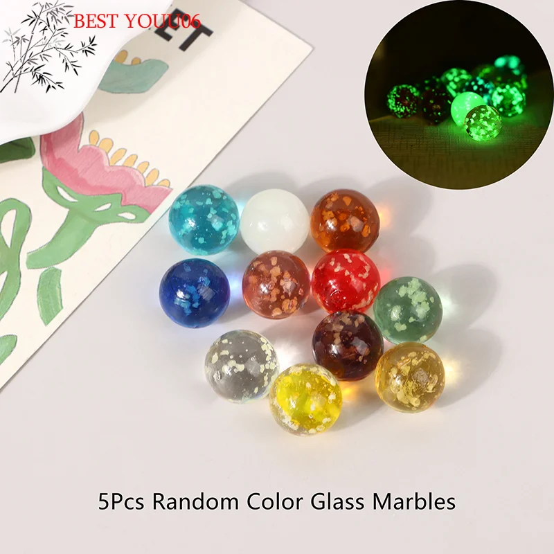 (YOUU06)5Pcs 1.6MM Luminous Glass Ball Glass Marbles Colorful Assorted Marbles Glow In The Dark Pinball For Kids Marble Games