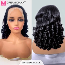 DreamDiana 12A Brazilian Hair Bouncy Curls Double Drawn Human Hair Wigs 250 Density 13X4 HD Ombre Fumi Loose Wave Lace Front Wig