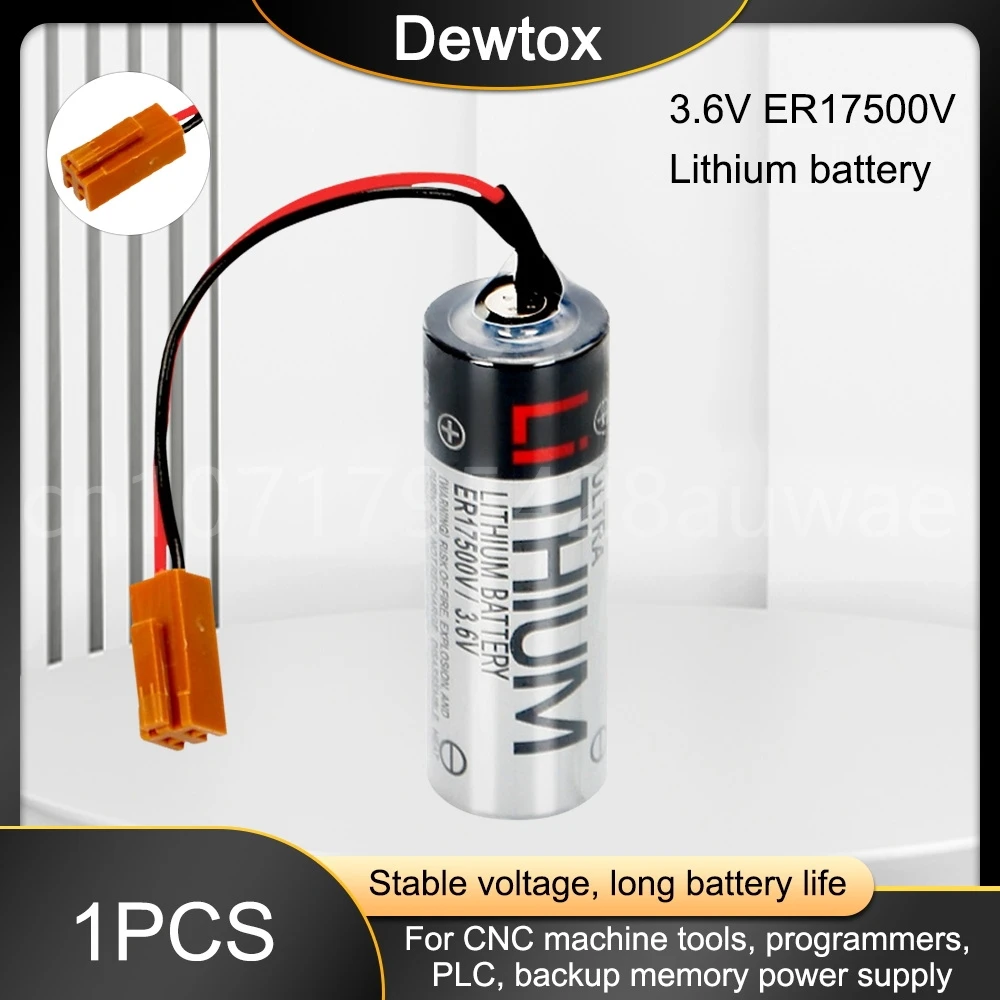 1PCS ER17500V ER17/50 CS1W-BAT01 3.6V 2700mAh PLC Lithium Battery With Brown Connectors