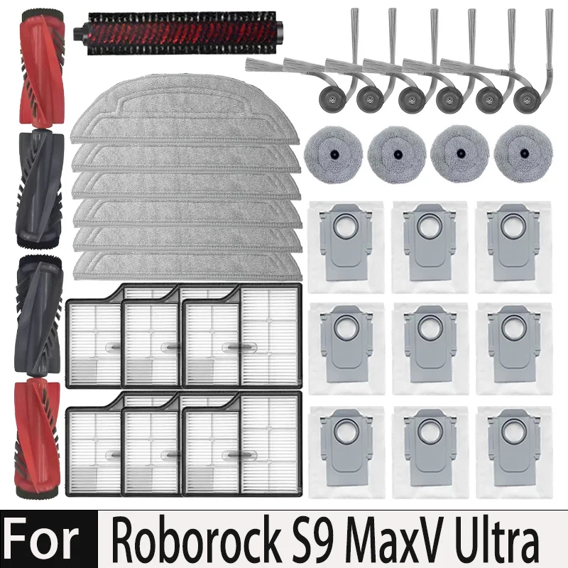 

Roborock S9 MaxV Ultra / Saros 10 / S90ver / A1460RR Robot Vacuum Accessorie Main Side Brushe Mop Cloth HEPA Filter Dust Bag