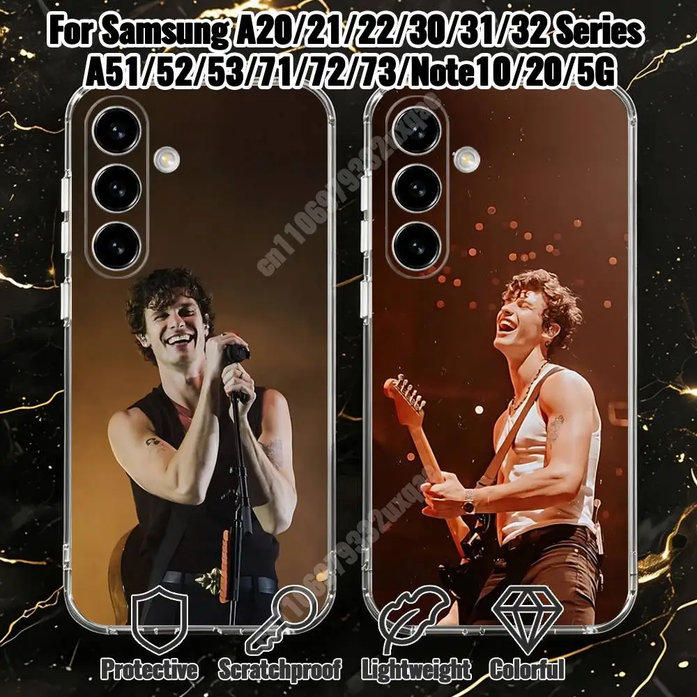 S-Shawn M-Mendes Phone Case for Samsung Galaxy A12 13 A72 71 52 51 Note A32 31 30 22 21 20 S Transparent Bumper