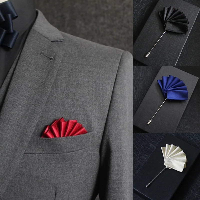 Men's Suit Pins Pocket Towel Shirt Flower Brooch Lapel Pin Bridegroom Dress Corsage Brooches for Men Wedding Jelwery Accessories