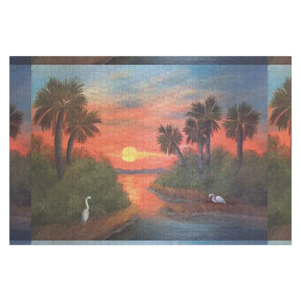 

Low Country Sunset Jigsaw Puzzle Wooden Boxes Diorama Accessories Photo Custom Puzzle