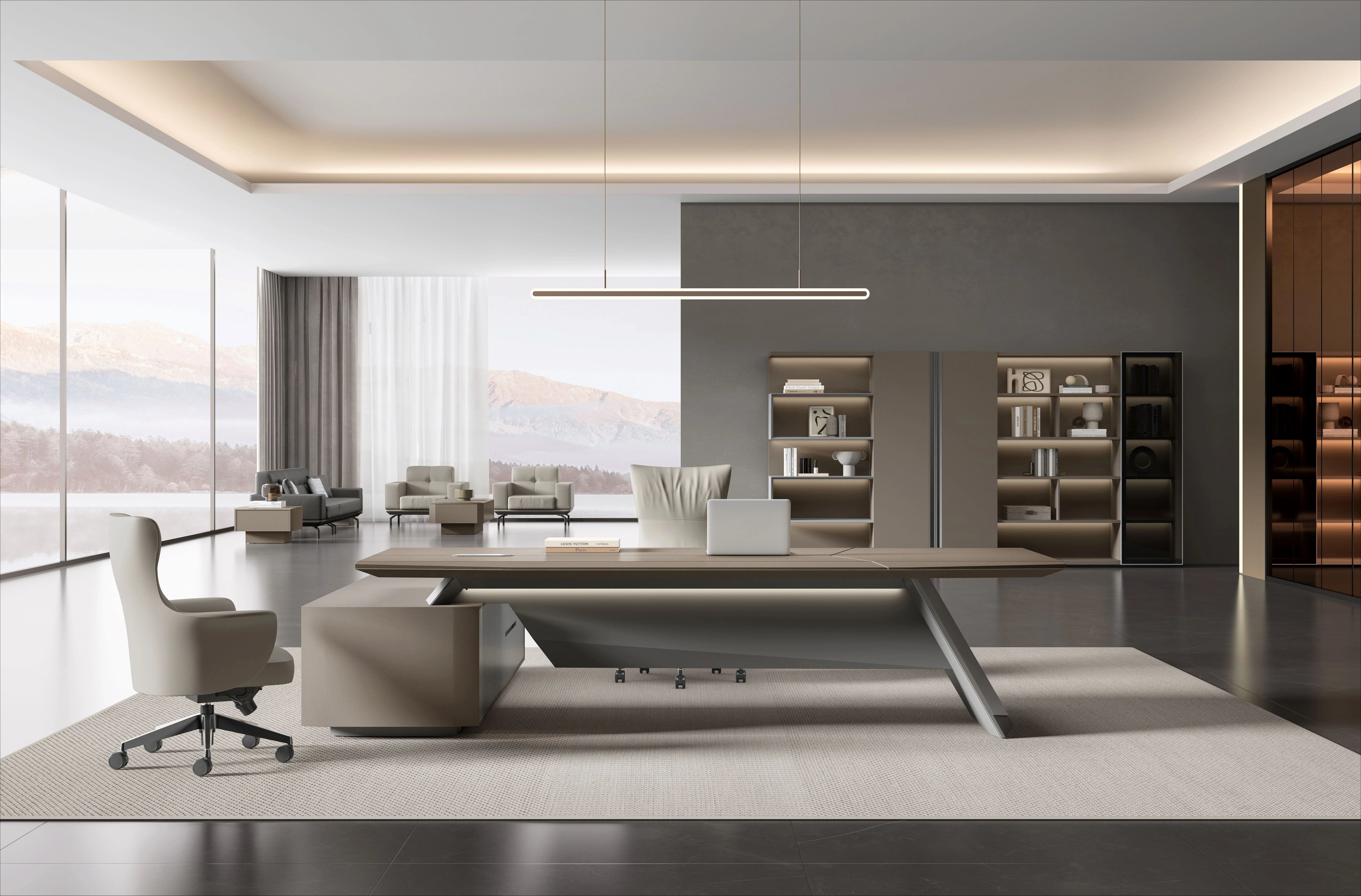Minimalist Modern Convertible Executive Office Suite Furniture Wooden MDF Boss CEO Desk Set For Home Or Corporate Use