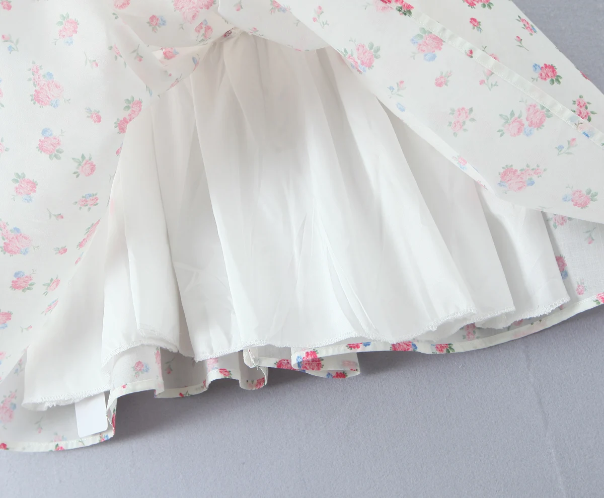 Sexy White Floral Print Bow V neck Tank Dress Women Lacing up Back Slim Low Waist Party Skater Short Dresses Sling Robe Vestido