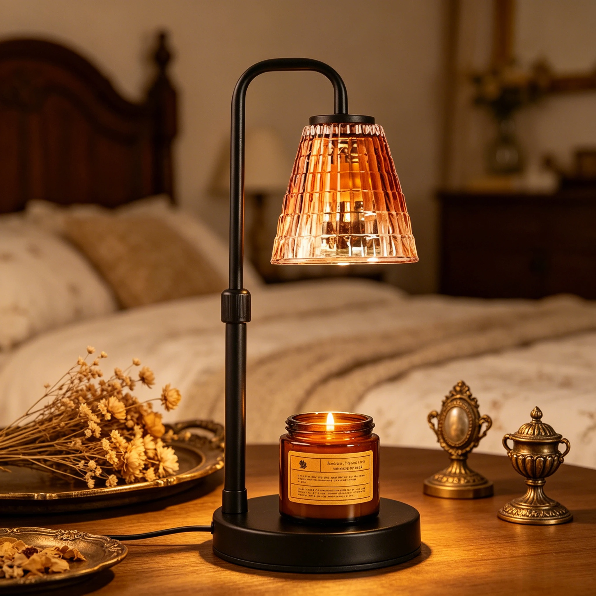 Dimmable Transparent Glass Candle Warmer Lamp – Flameless & Fragrance-Free with Constant Temperature. User-Friendly Operation & Built-In Filter. Decorative Room Light & Wax Melt Holder. Ideal Christmas Gift for Women