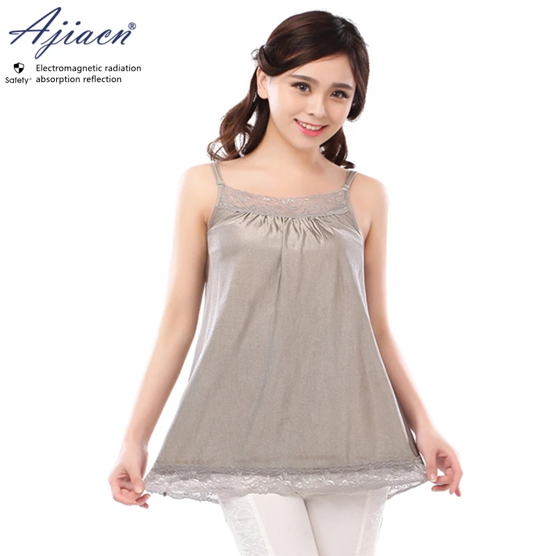 Genuine Electromagnetic radiation protective 100% silver fiber knitted fabric maternity slip dress EMF shielding camisole dress