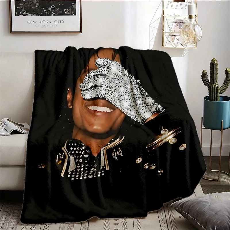 Jackson Flannel Blanket, King of Pop Flannel Throw, Michael Fan Gift Cozy Blanket Warm Blanket