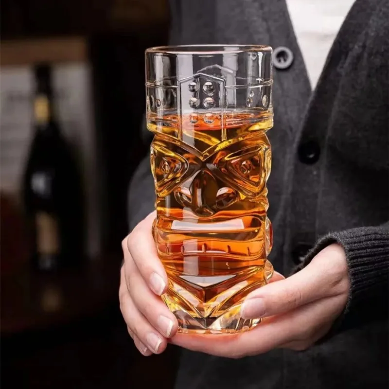 كوب تيكي من الزجاج الكريستالي ، كوب كوكتيل هاواي ، كوب وجه شبح ، كوب ماء إنشاء غوم #3