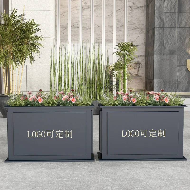 Outdoor stainless steel  box sales department flower pot outdoor wrought iron  stand  slot