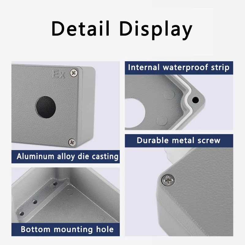 Waterproof Aluminium Button Box Explosion-proof Industrial Switch Box Electric IP67 Power Junction Box Open Hole Diameter 22mm