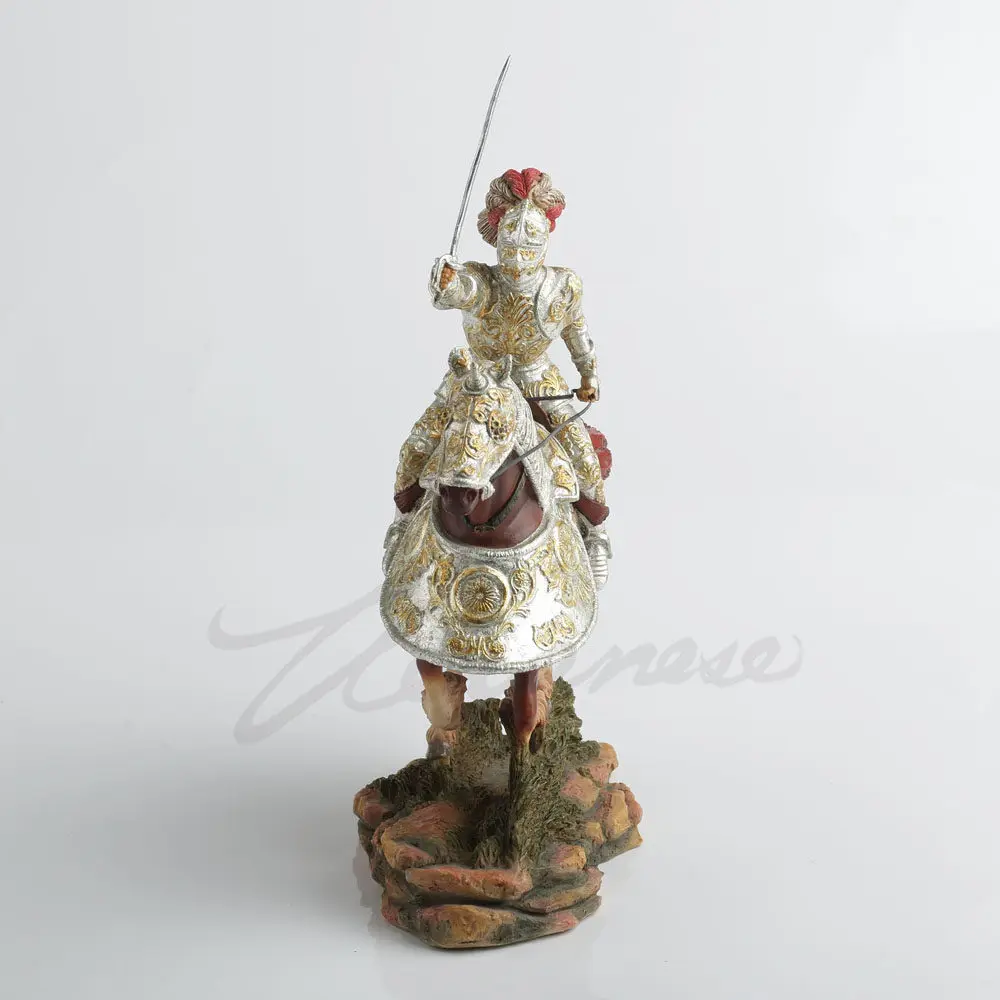 Medieval Armored Knight on Horseback Statue Charging Crusader Templar Figurine with Sword Historical European Warrior Home Decor