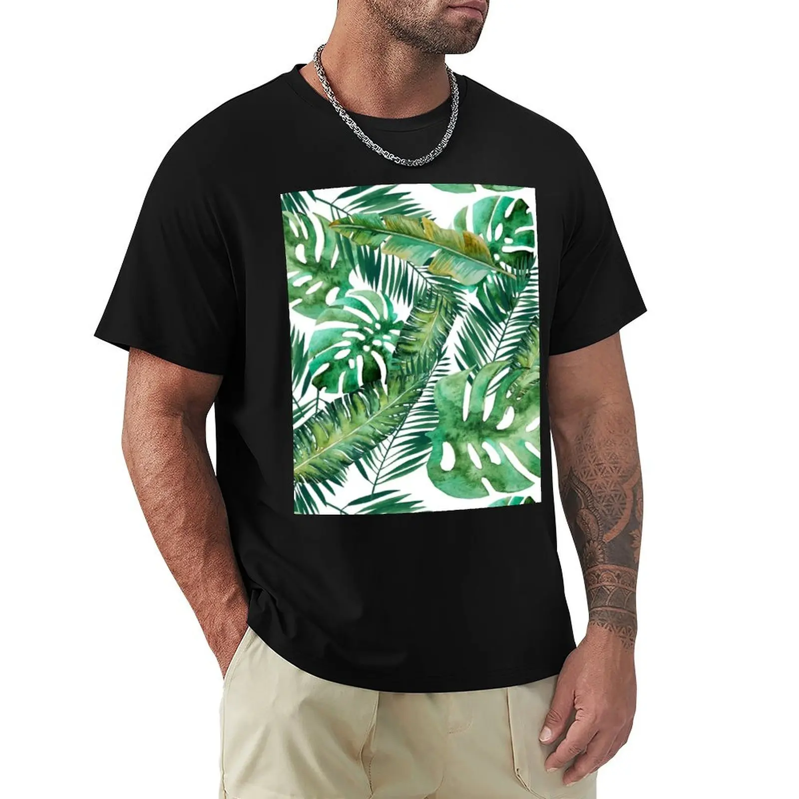

Monstera Banana Palm Leaf T-Shirt Daily Wear Print T-Shirt