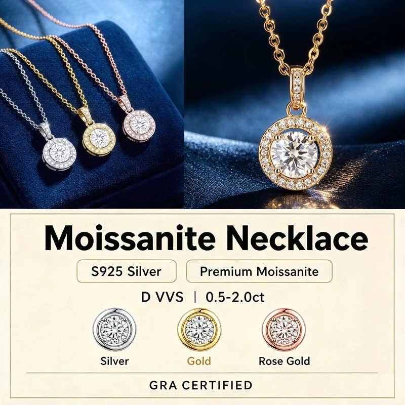 Charm Necklace Dainty - قلادة مويسانيت دائرية 0.5-2 قيراط من