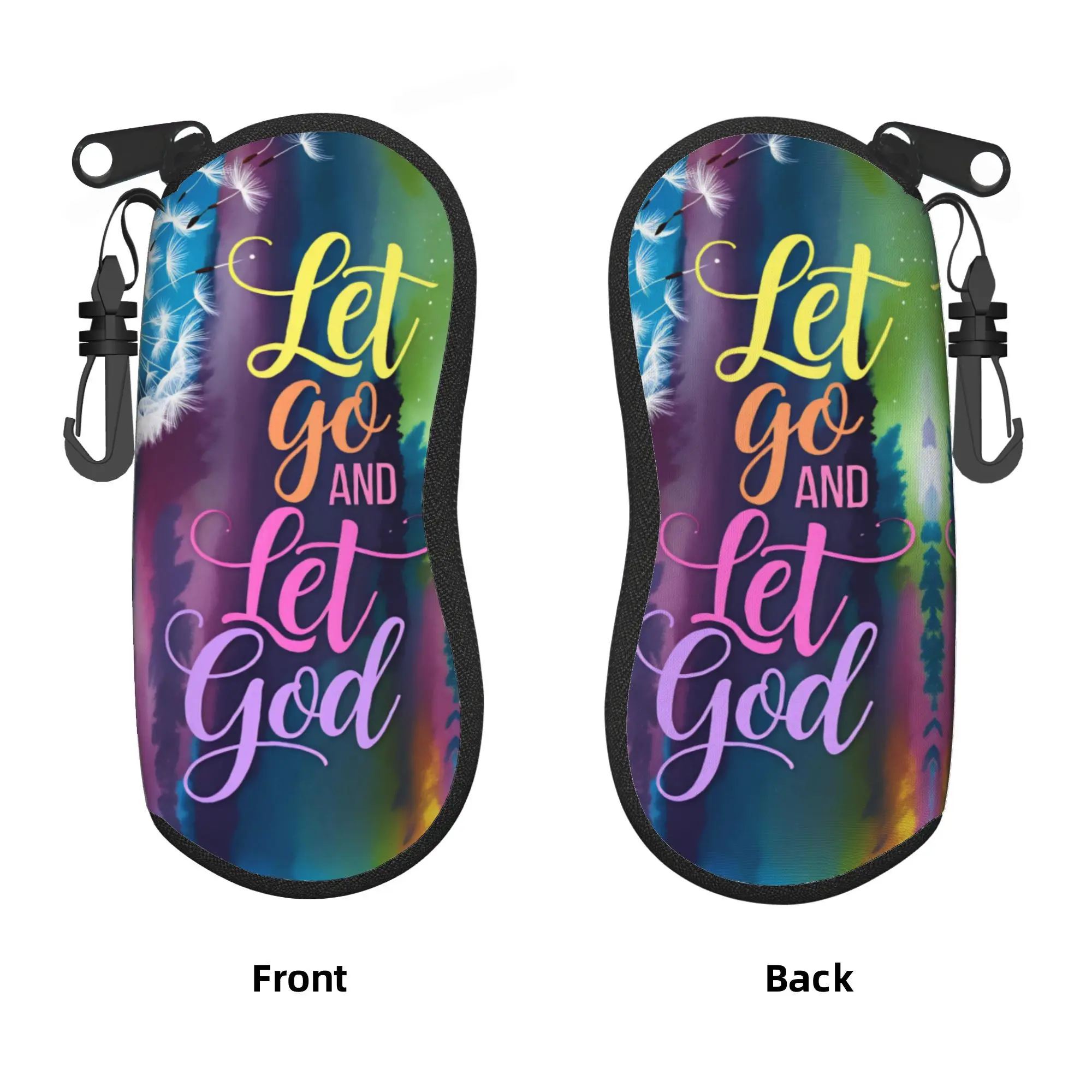 Let Go and Let God Glasses Case  Zipper Sunglasses Pouch Men Women Convenient Eyeglass Cases Cover Fashion Eyewear Storage