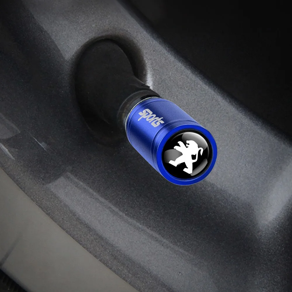 4pcs 3D Metal Car Wheel Tire Valve Stem Caps Car Badge Dust Cover For Peugeot 208 2012~2018 308 2019~2021 2008 207 508 607 301