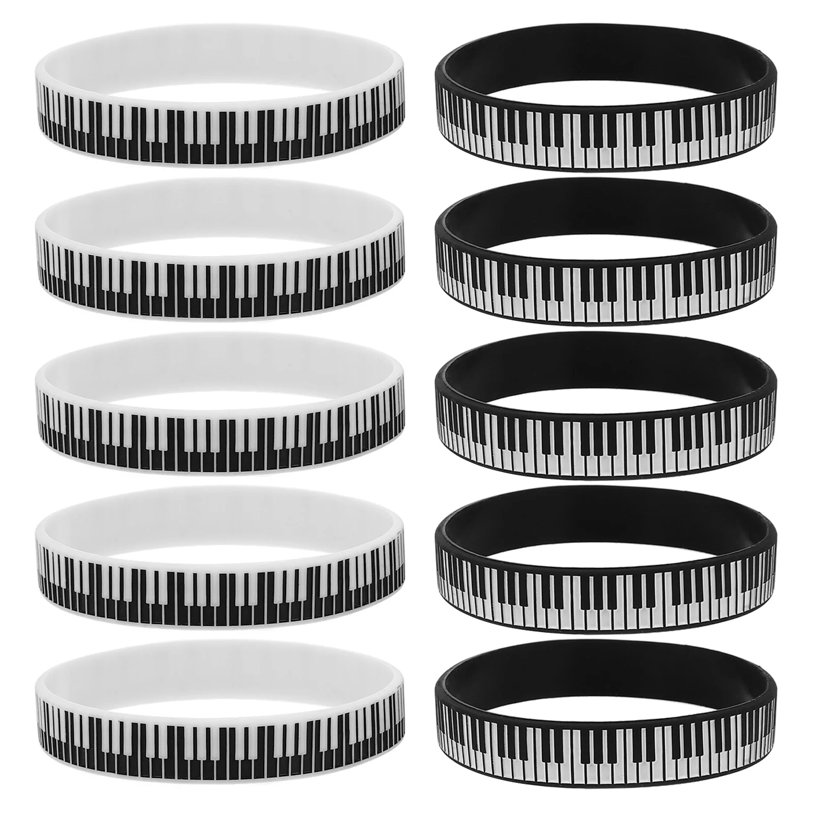

12 pcs Piano Key Wristbands Silicone Music-Themed Bracelets For Parties Concerts Festivals Musicians Students Teachers Jewelry