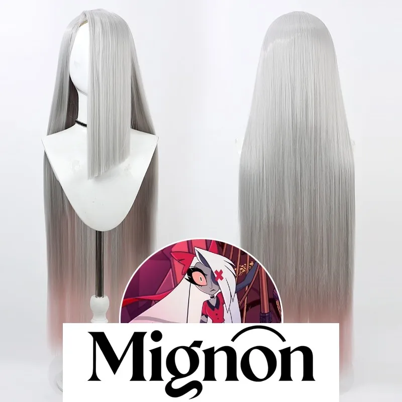 

Hazbin Hotel Vaggie парик для косплея серебристо-белый градиент подарок на Хэллоуин