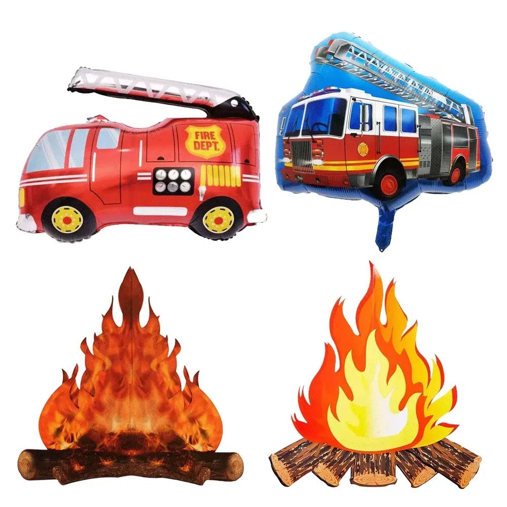 

Fire Theme Fire Truck Aluminum Film Balloon Party 3D Cardboard Flame Decoration Suitable for Children Boy Birthday Fire Party