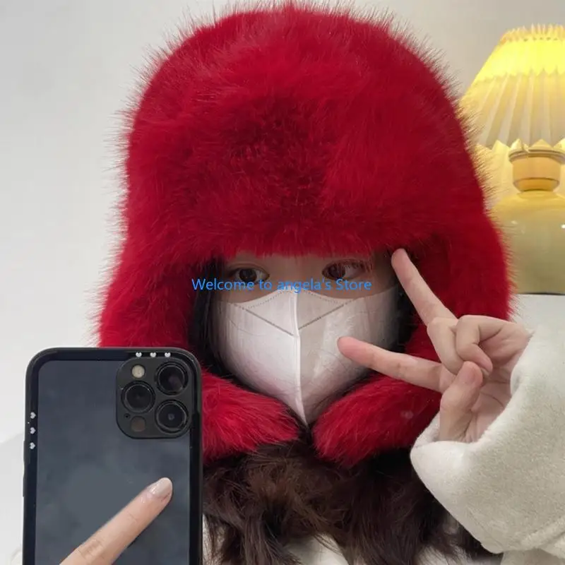 X4YC قبعة شتوية للبالغين من القطيفة، قبعة سميكة بتصميم غطاء الأذن الناعم، ملابس غير رسمية