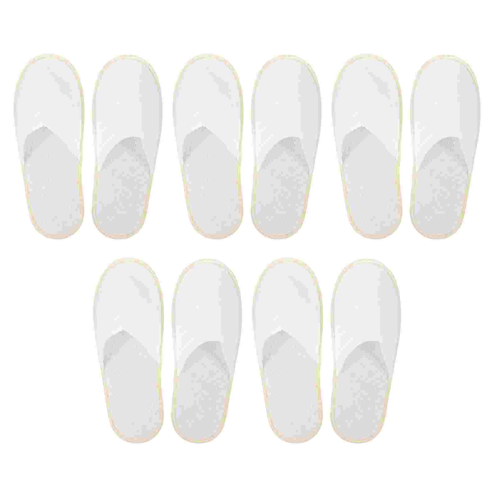 5 Pairs Women Slippers Home Disposable Anti-slip Non-slip Wear-resistant White Indoor Anti-skid Travel