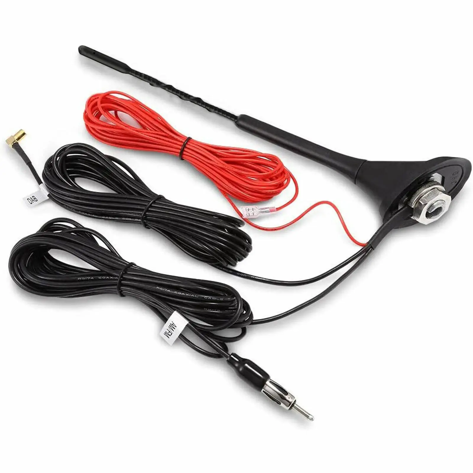 Auto DAB Radio Aerial Amplified Roof Mount Rod Antenna AM/FM Din SMA Male Connector 5m Cable for JVC Kenwood Pioneer