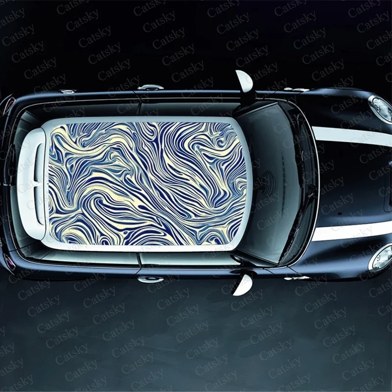 Abstract Pinstripe Car Roof Sticker Wrap Racing SUV Accessories Packaging Painted PVC Custom Car Graphic Decal