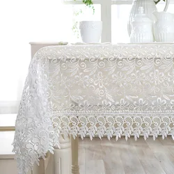 White Lace Table Cloth Wedding Decor Translucent Table Cloth Embroidered Tablecloth Tea Table cover Dinning Floral Tablecloth
