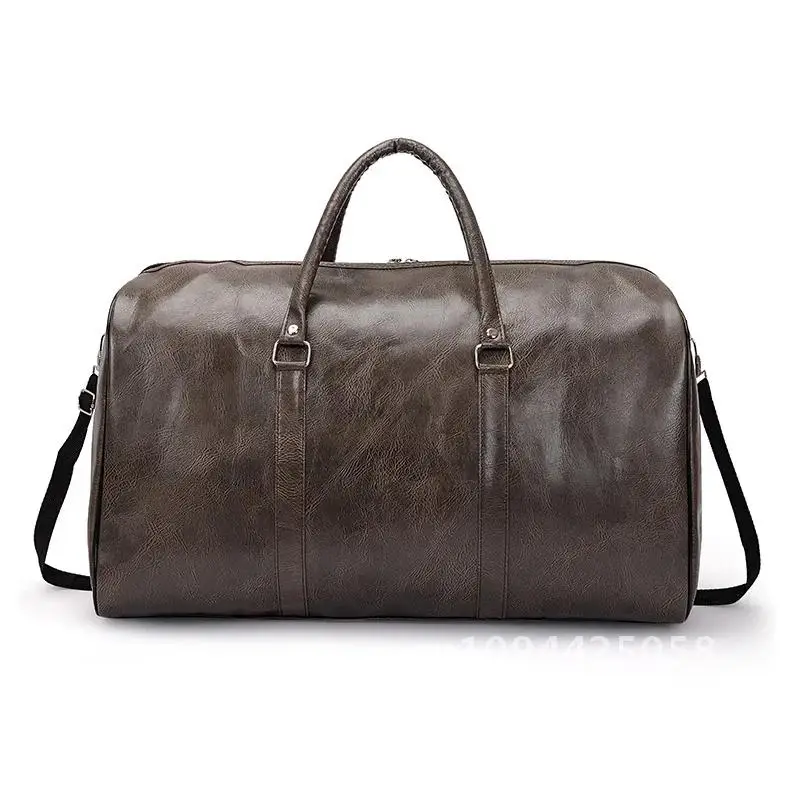 

Vintage Leather Men Women Travel Fitness Bag Carry on Luggage Weekend Bag Shoulder Duffel Male Lagre Capacity Gym Bag Bag