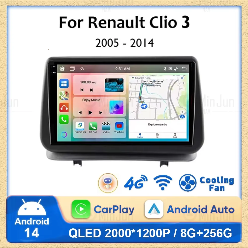 

Car Radio Android 14 For Renault Clio 3 Clio 3 2005 2006 2007 - 2014 Carplay Navigation Gps Multimedia Player Wifi+4g Stereo