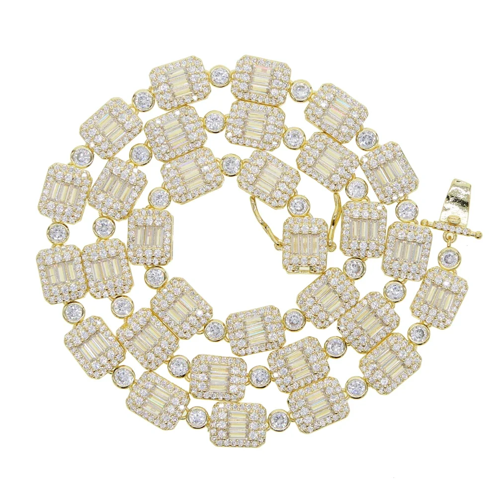 2026New High Quality Iced Out Bling Cz Cluster Tennis Chain Choker Necklace Hiphop Fashion 5A Clear Cubic Zirconia Women Jewelry