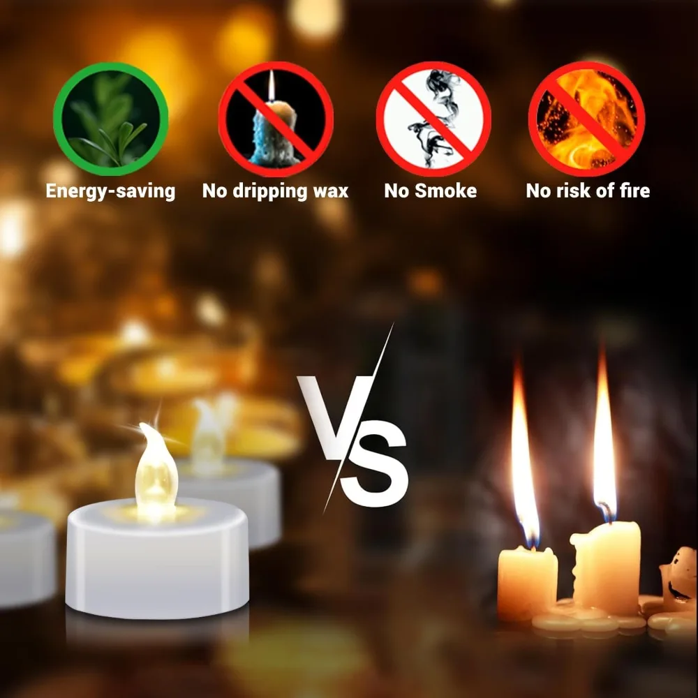 Flameless Battery Operated LED Tea Lights 12 Pack with Realistic Flickering Warm White Glow Lasts Over 200 Hours Perfect for Home Decor Wedding Centerpieces Party Supplies Romantic Ambiance Halloween Christmas view 2